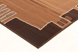 Geometrical Border Rug Beige Brown