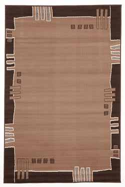 Geometrical Border Rug Beige Brown