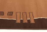 Geometrical Border Rug Beige Brown