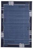 Geometrical Border Rug Blue