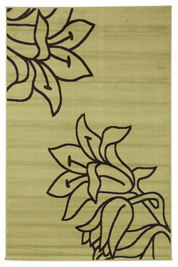 Elegant Flower Outline Rug Green