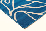 Elegant Flower Outline Rug Blue