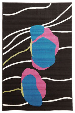 Poppies Modern Rug Black