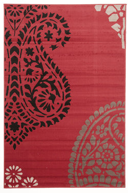 Funky Paisley Design Rug Red Black