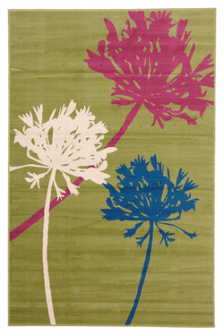 Agapanthus Bud Modern Rug Brown Pink