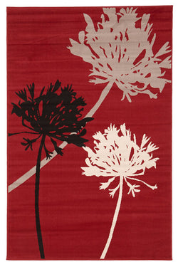 Agapanthus Bud Modern Rug Brown Red Black