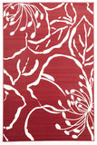 Modern Flower Outline Rug Red