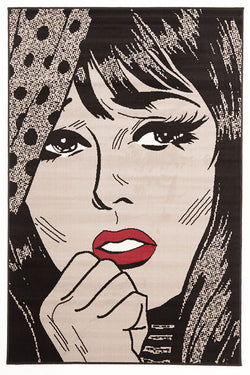 Retro Pop Art True Romance Print Rug Grey