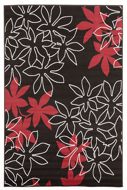 Maple Leaf Design Rug Black