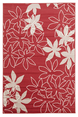 Maple Leaf Design Rug Red