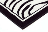 Zebra Print Black And Off White Rug