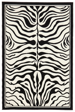 Zebra Print Black And Off White Rug