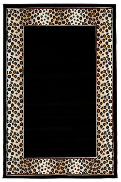 Uber Cheetah Border Pattern Rug Black