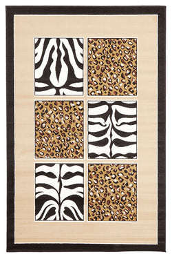 African Print Black And Off White Rug