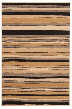 Modern Multi Stripes Rug Beige Black