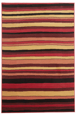 Multi Stripes Rug Red Beige Black