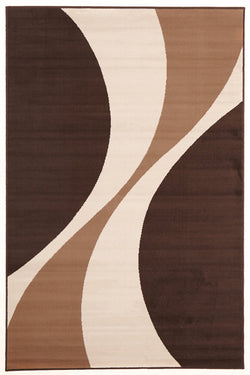 Funky Retro Pattern Rug Brown Beige Cream