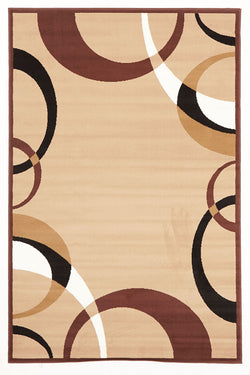 Cool Beige And Brown Border Pattern Rug