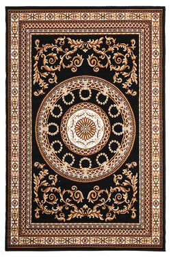 Classic Pattern Rug Black