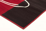 Retro Pattern Rug Red Black Off White