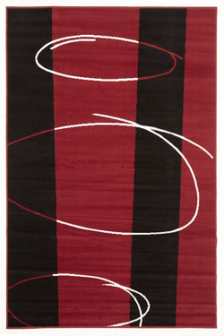 Retro Pattern Rug Red Black Off White