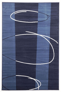 New Modern Retro Design Rug Blue Navy