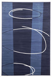 New Modern Retro Design Rug Blue Navy