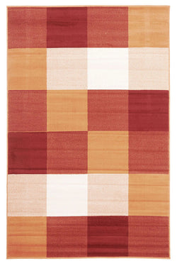 Modern Squares Rug Rust Red