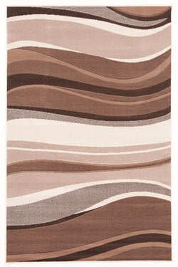 Modern Beige Brown Rug Wave Pattern