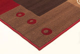 Border Pattern Rug Brown Beige Red