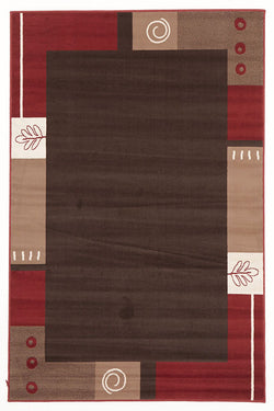 Border Pattern Rug Brown Beige Red