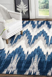 Harper Ikat Modern Rug Blue Cream
