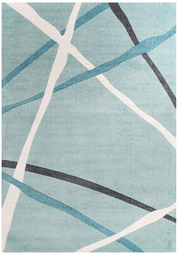 Abstract Lines Rug Blue