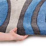 Retro Waves Rug Blue Charcoal