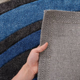 Retro Waves Rug Blue Charcoal