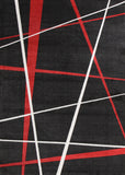 Modern Lines Rug Black Red