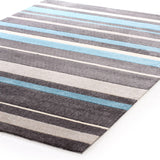 Stylish Stripe Rug Charcoal Blue