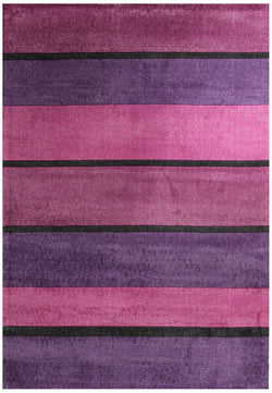 Modern Purple Pink Black Bands Rug