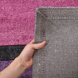 Modern Purple Pink Black Bands Rug