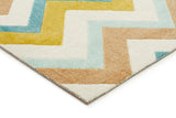 Stunning Chevron Design Rug Green Brown Cream