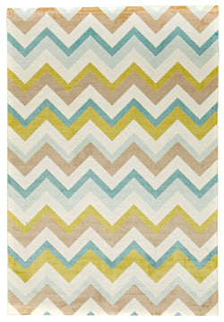 Stunning Chevron Design Rug Green Brown Cream