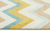 Stunning Chevron Design Rug Green Brown Cream