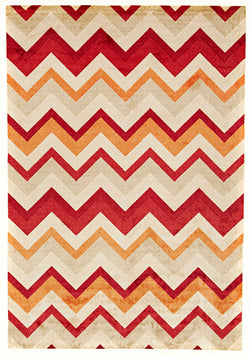 Stunning Chevron Design Rug Rust Red