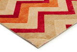 Stunning Chevron Design Rug Rust Red