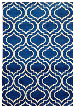 Modern Trelliss design Rug Navy