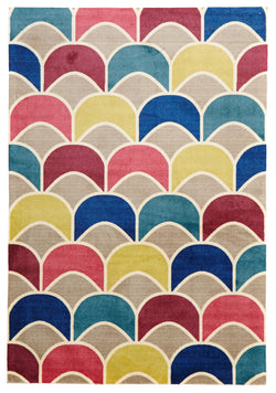 Fish Scale Design Rug Raspberry Blue