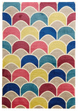 Fish Scale Design Rug Raspberry Blue