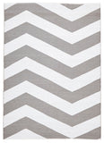 Coastal Indoor Out door Rug Chevron Grey White