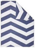 Coastal Indoor Out door Rug Chevron Navy White