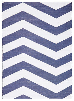 Coastal Indoor Out door Rug Chevron Navy White